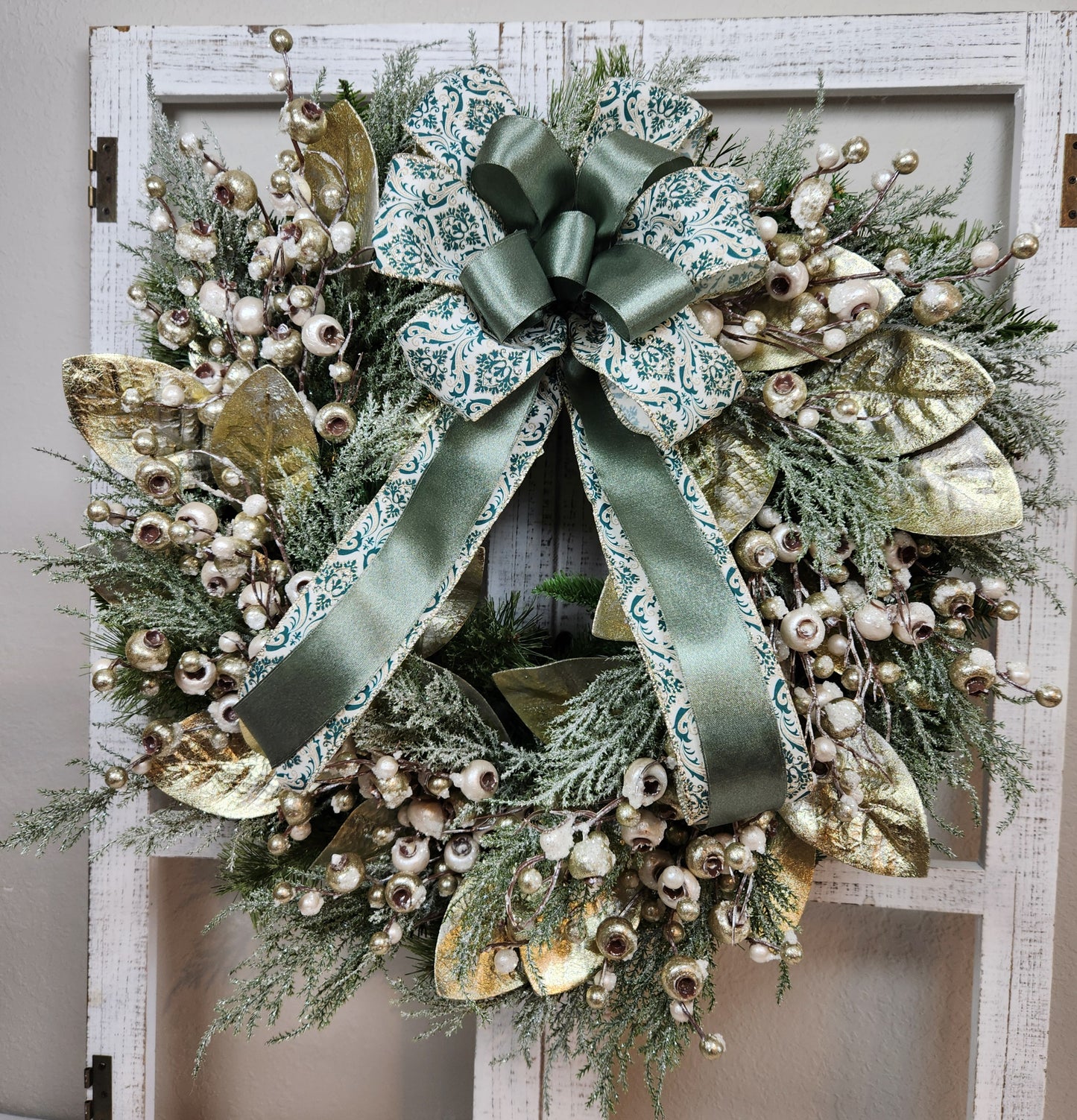 Christmas Gold and Green Wreath
