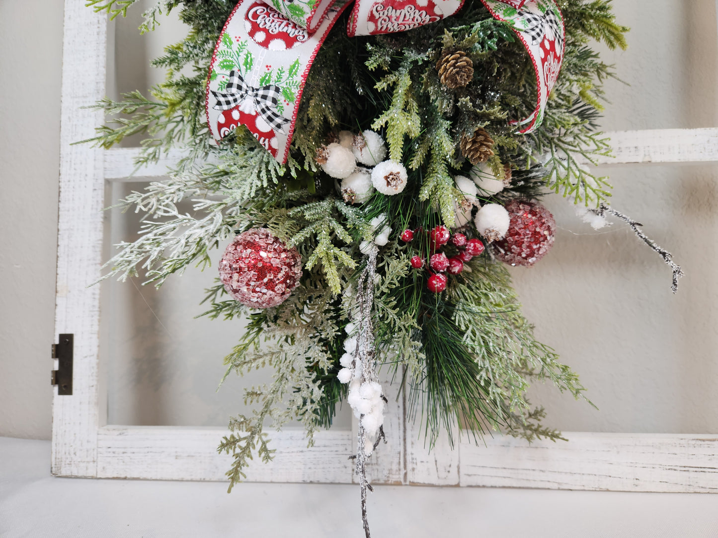 Christmas Rustic White Berry Teardrop Swag