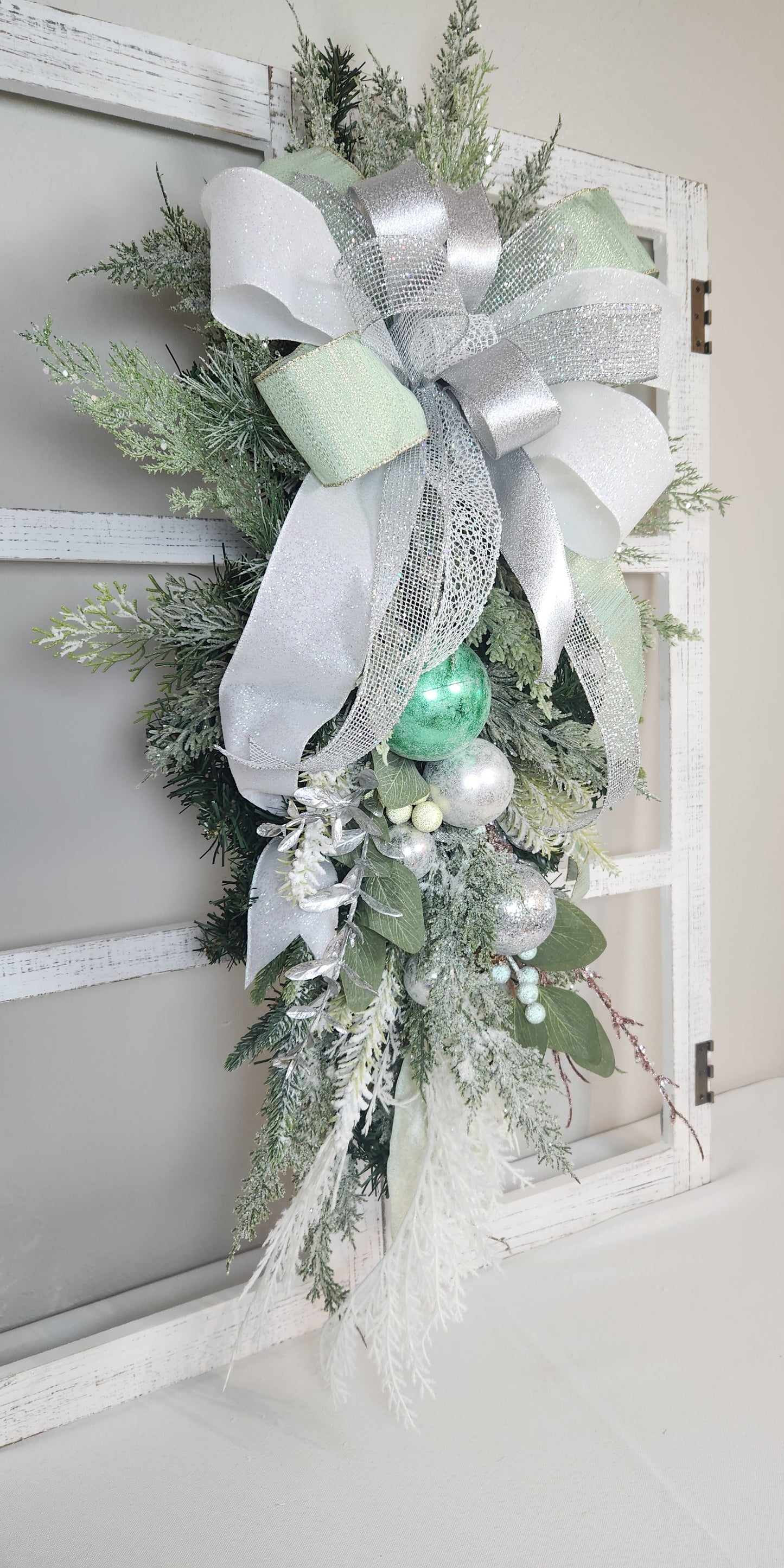 Christmas Winter Mint and Silver Swag