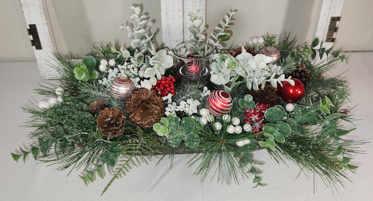 Rustic Red and Votive Tray