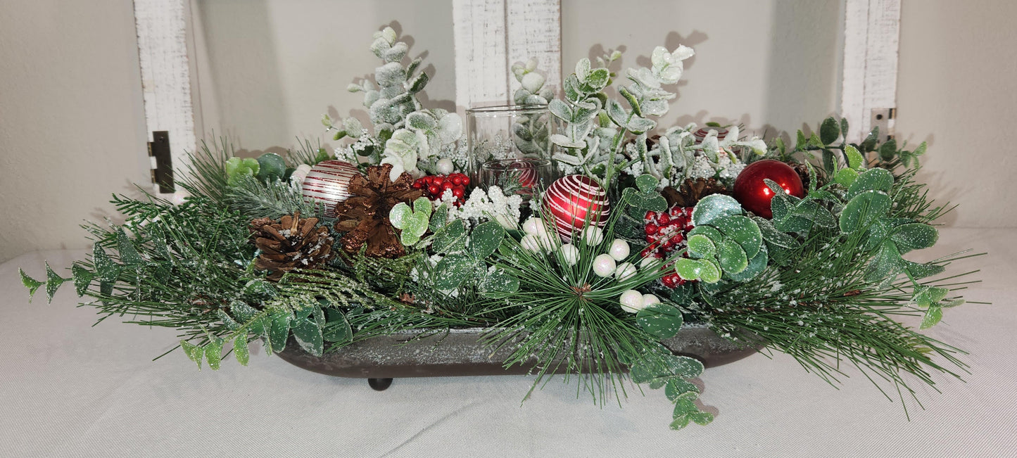 Rustic Red and Votive Tray
