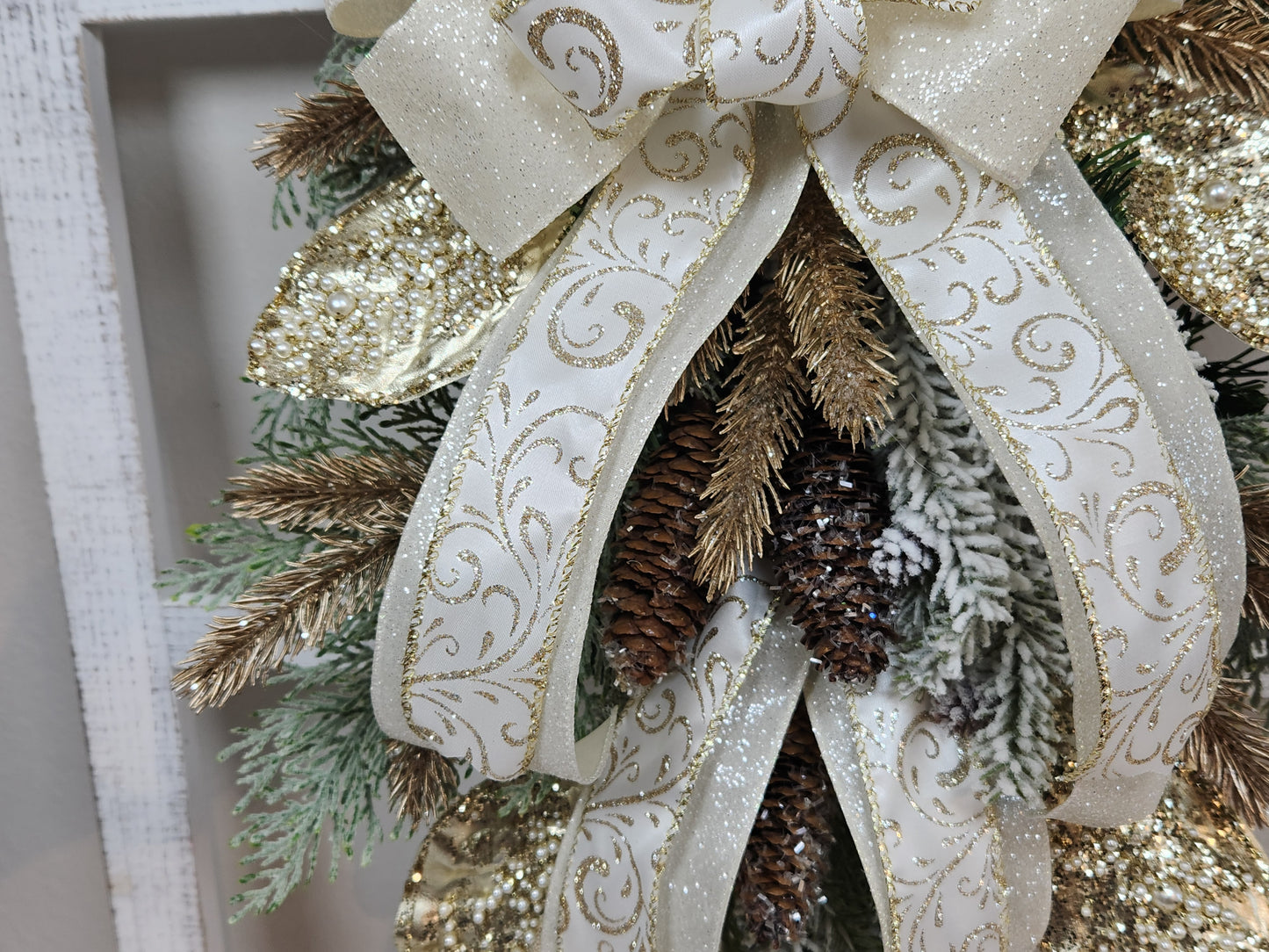 Christmas Gold and White Swag