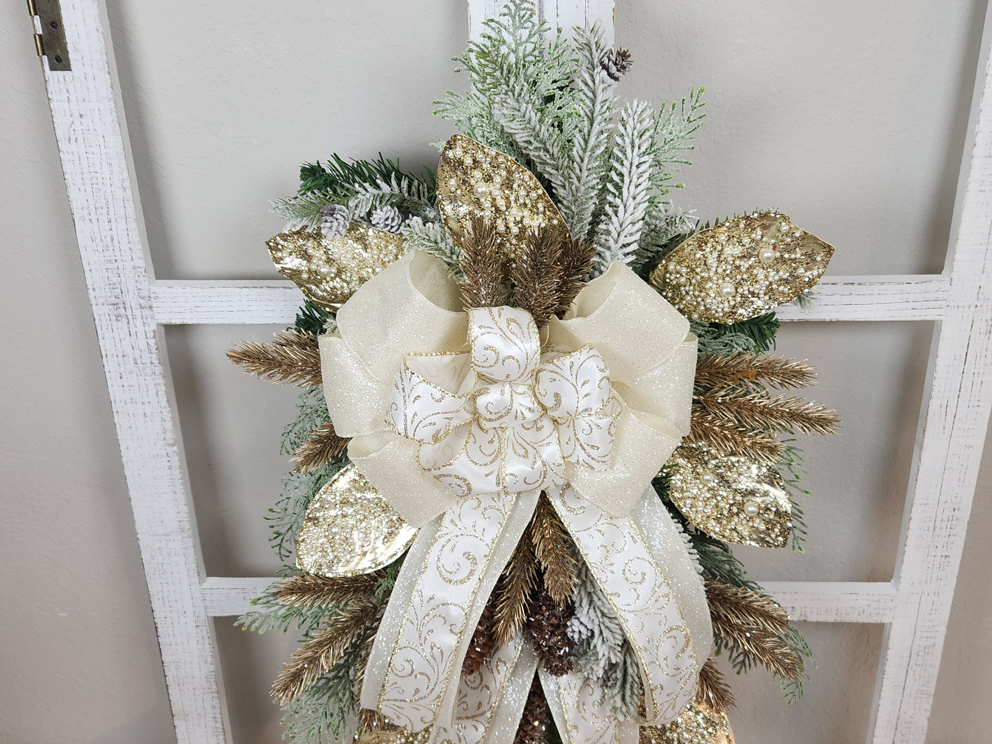 Christmas Gold and White Swag