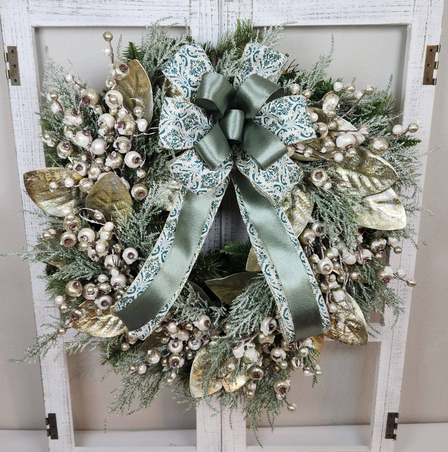 Christmas Gold and Green Wreath