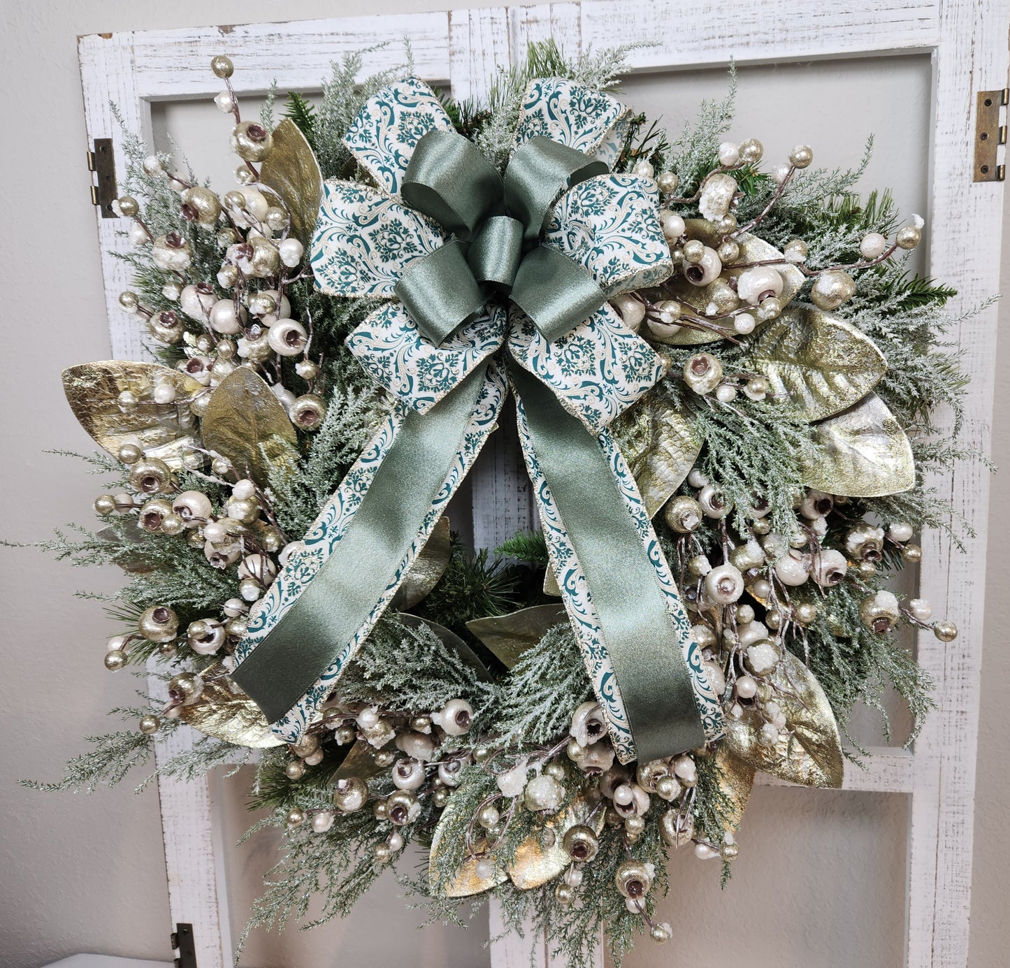 Christmas Gold and Green Wreath