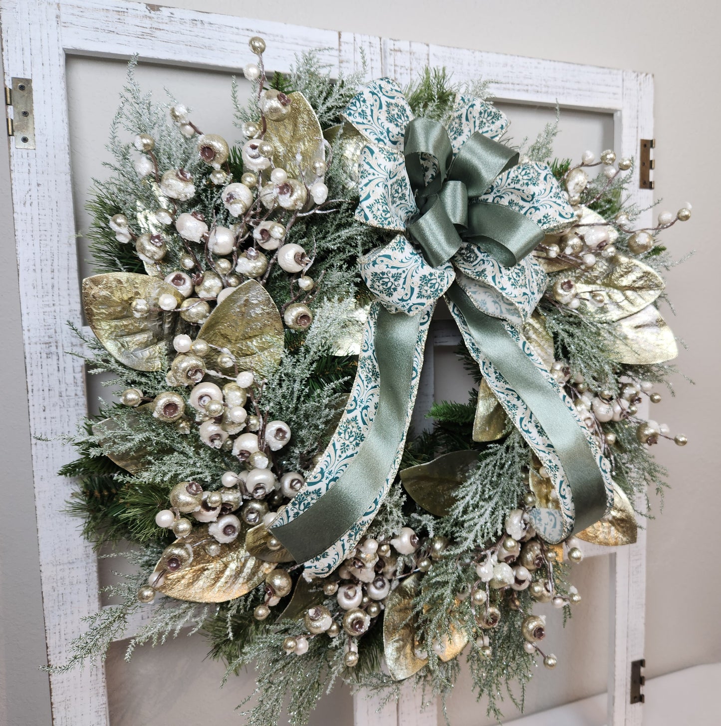 Christmas Gold and Green Wreath