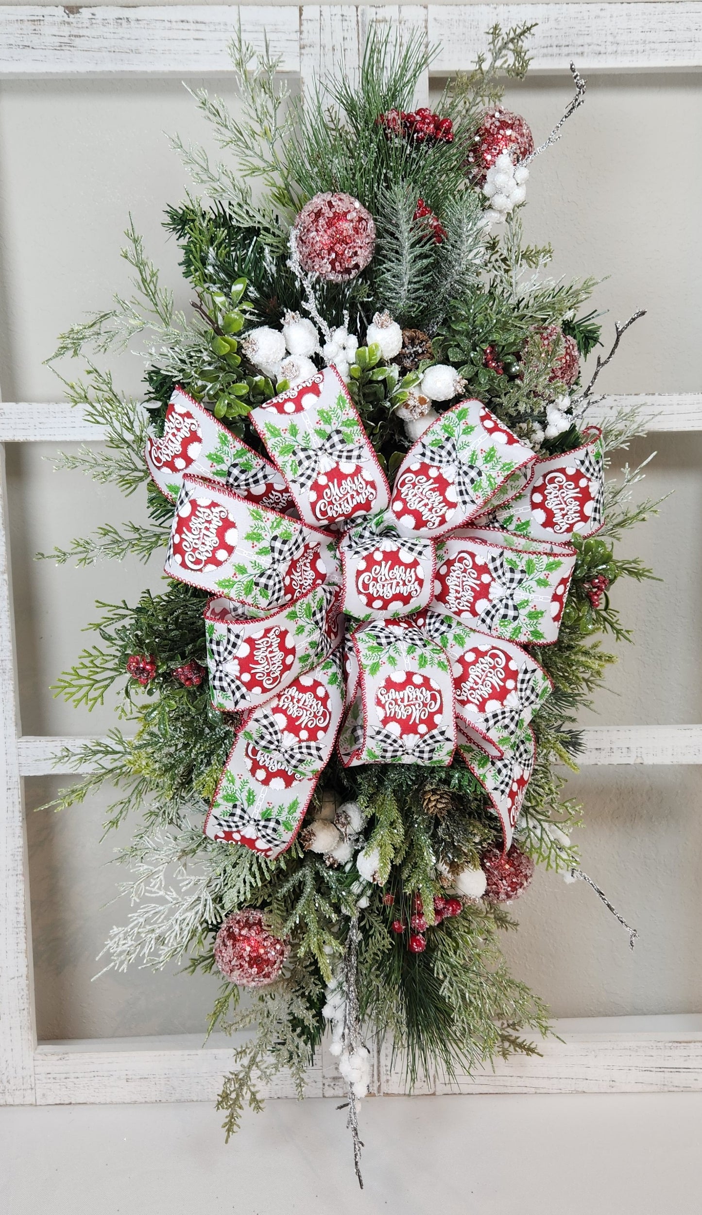 Christmas Rustic White Berry Teardrop Swag