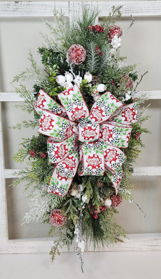 Christmas Rustic White Berry Teardrop Swag