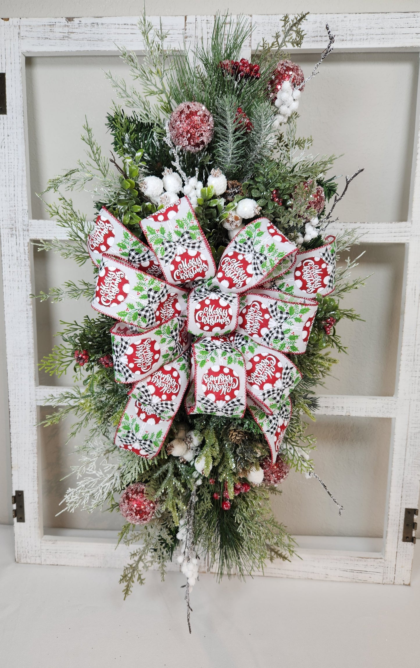 Christmas Rustic White Berry Teardrop Swag