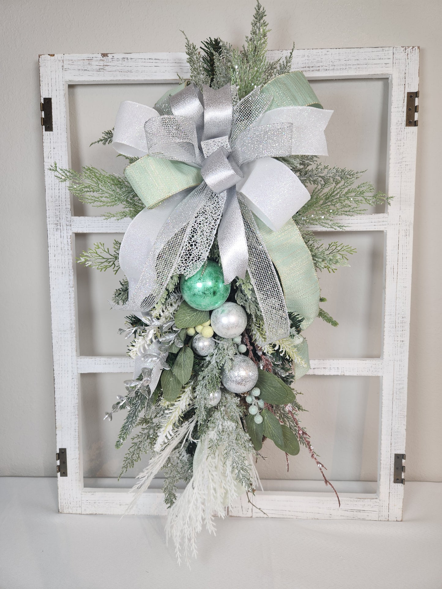 Christmas Winter Mint and Silver Swag