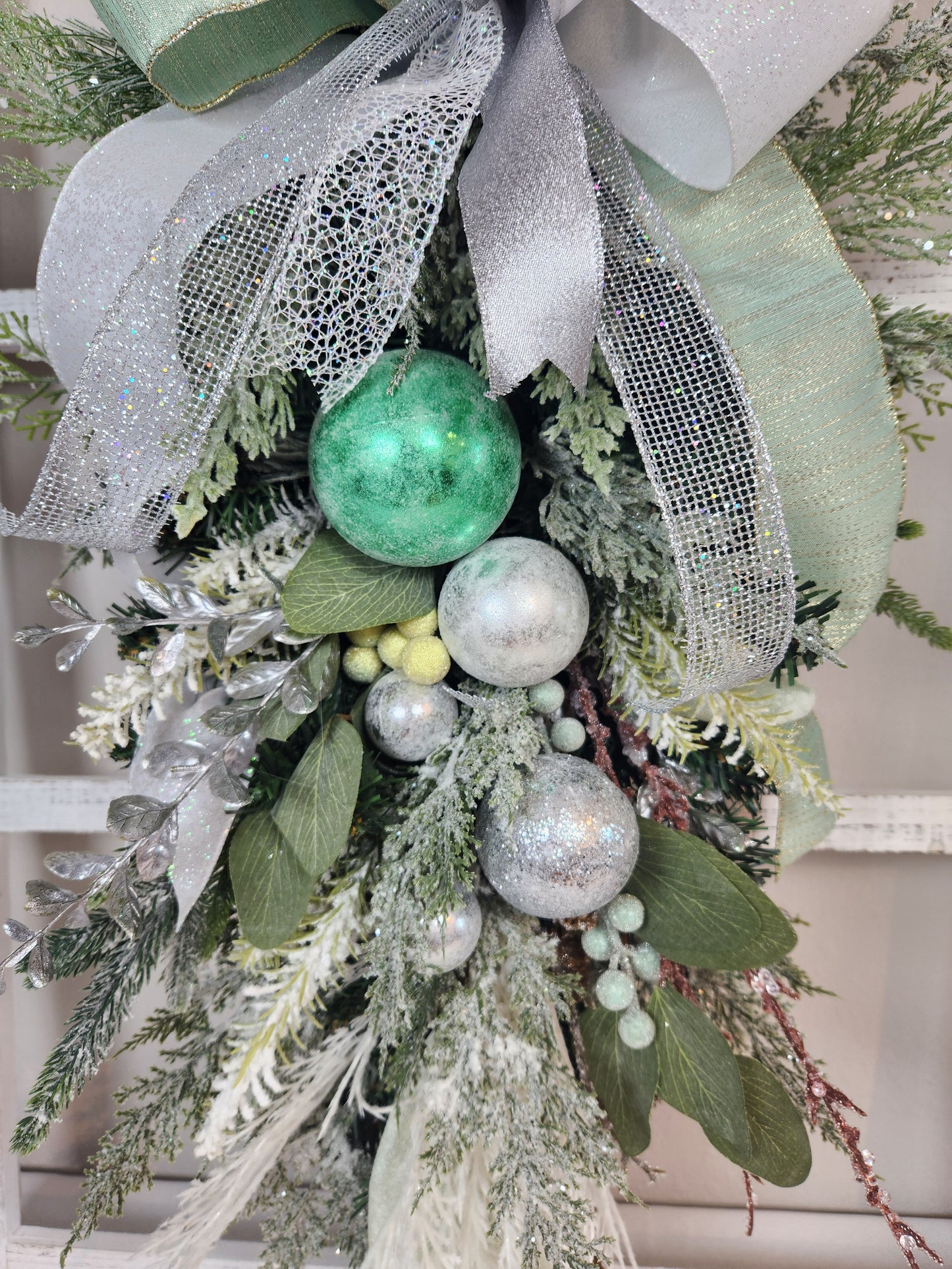 Christmas Winter Mint and Silver Swag