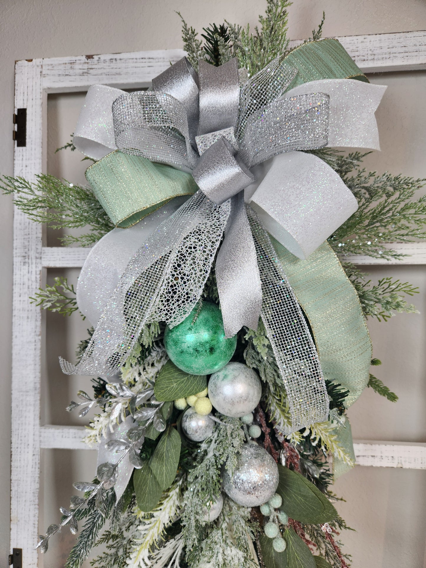 Christmas Winter Mint and Silver Swag