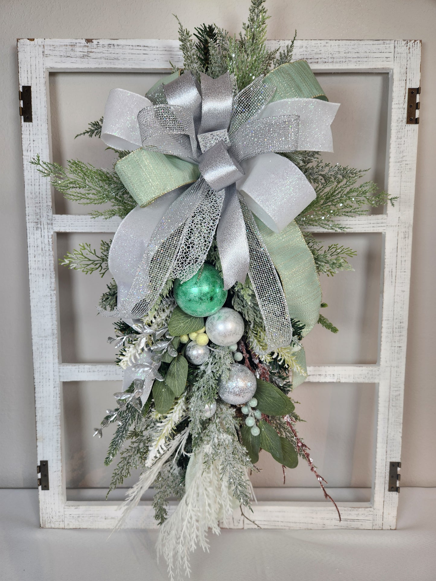 Christmas Winter Mint and Silver Swag
