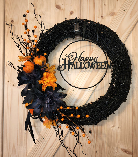 Happy Halloween Pumpkin Wreath