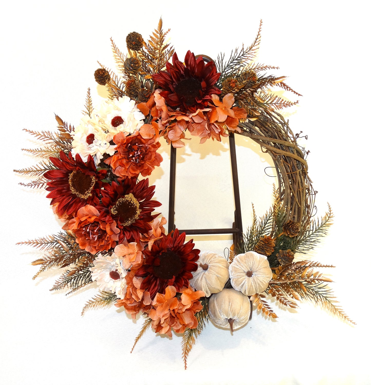 Fall Velvet Pumpkin Wreath