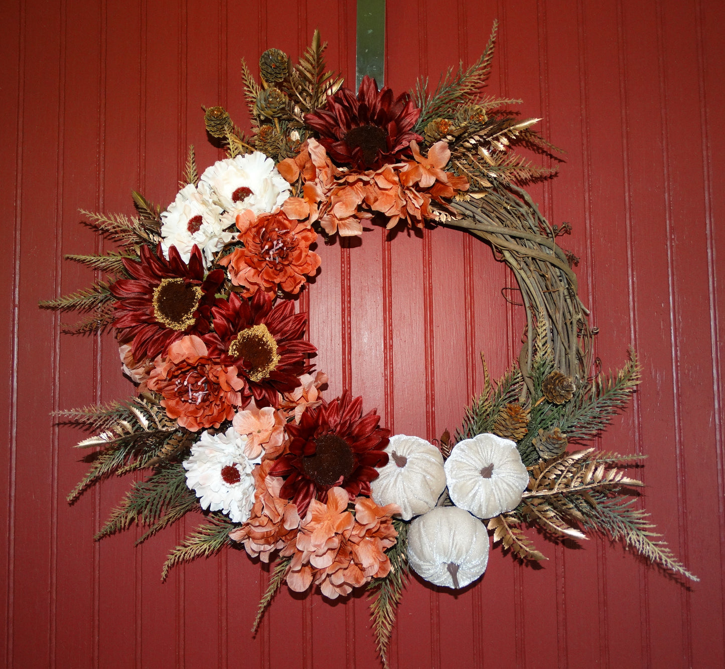 Fall Velvet Pumpkin Wreath