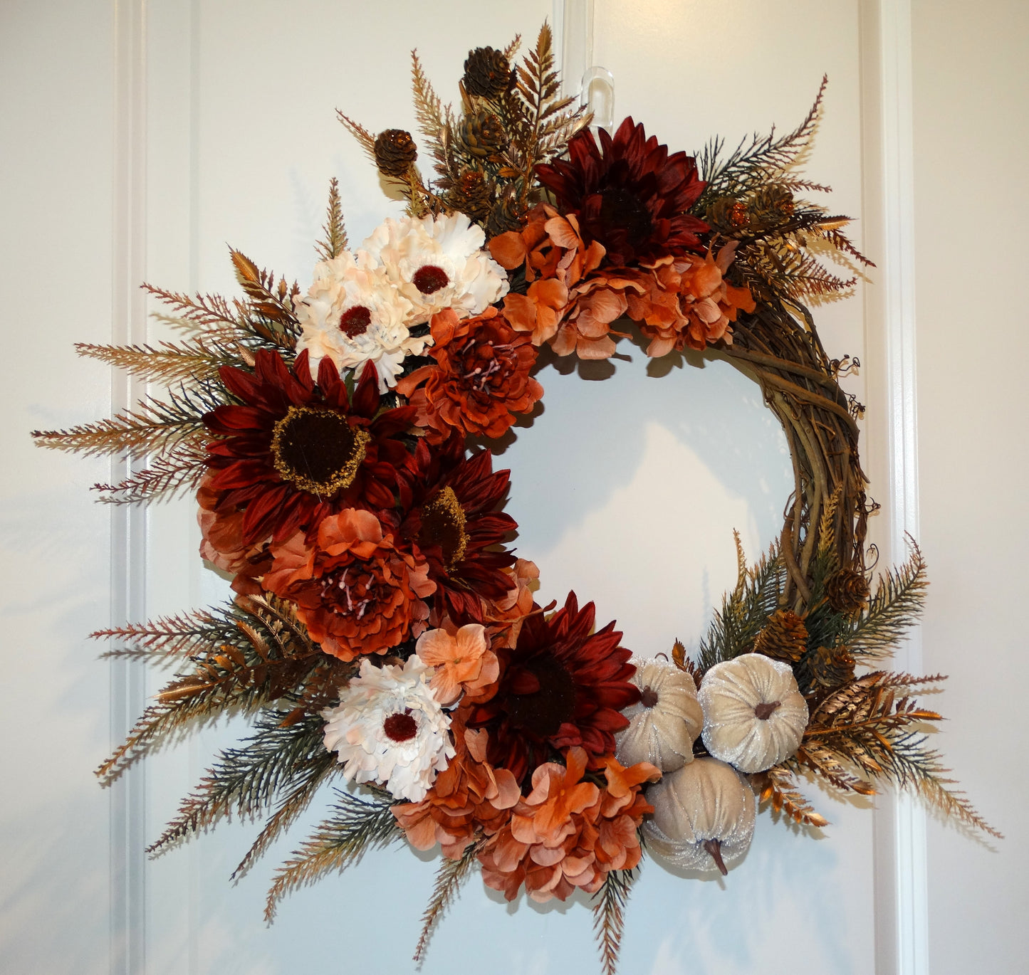 Fall Velvet Pumpkin Wreath