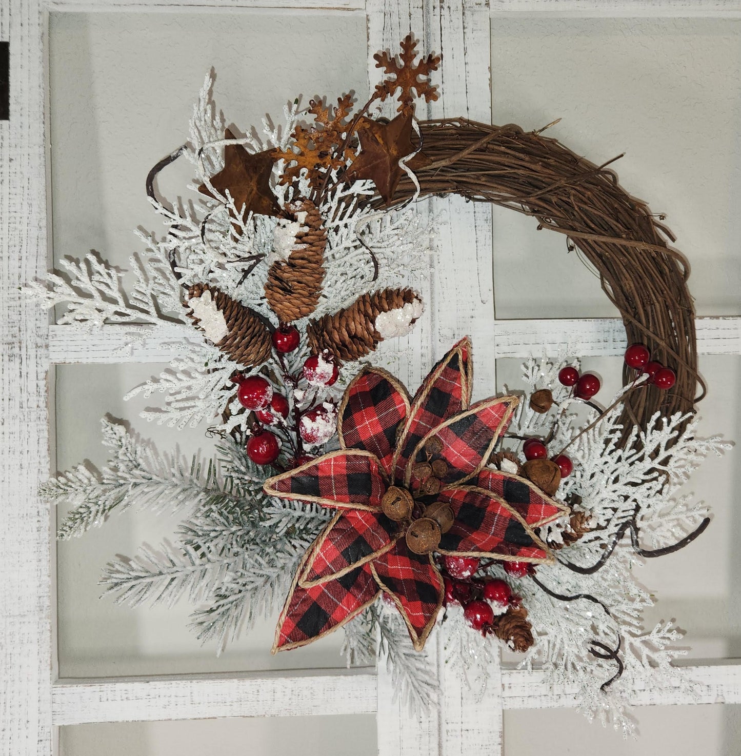 Rustic Poinsettia Bell Wreath